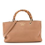 Pebbled Calfskin Medium Bamboo Shopper Tote Camelia