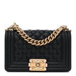 Caviar Quilted Small Boy Flap Black
