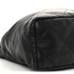 Lambskin Resin Quilted Small Bucket Bag Black