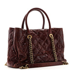 Glazed Caviar Quilted Small Shiva Tote Burgundy