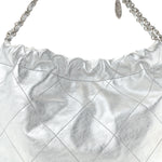 Metallic Calfskin Quilted Chanel 22 Silver
