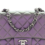 Iridescent Lambskin Quilted Mini Square Flap Dark Purple