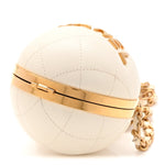 Lambskin Quilted Sphere Minaudiere Chain Clutch White