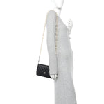 Lambskin Quilted Pearl Wallet On Chain WOC Black