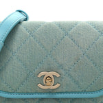 Denim Quilted Small Messenger Flap Neon Blue