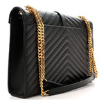 Grain De Poudre Matelasse Chevron Large Monogram Satchel Black