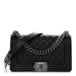 Caviar Quilted Medium Boy Flap Black