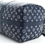 Calfskin Shadow Monogram Keepall Bandouliere 50 Ink Blue White