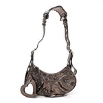 Metallic Agneau Arena Le Cagole Shoulder Bag XS Dark Bronze