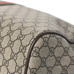GG Supreme Monogram Textured Dollar Calfskin Web Medium Savoy Duffle Bag Beige Dark Brown