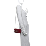 Calfskin Matelasse Super Mini GG Marmont Shoulder Bag Rosso Ancora