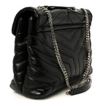 Calfskin Y Quilted Monogram Medium Loulou Chain Satchel Black