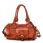 Calfskin Paddington Front Pocket Tote Whiskey