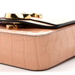 Calfskin Crocodile Embossed Mini C Double Carry Milky Orange