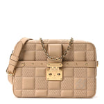 Lambskin Damier Quilt Troca MM Cashmere Beige