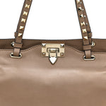 Vitello Small Rockstud Tote Beige
