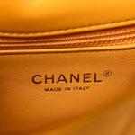Shiny Lambskin Quilted Golden Links Top Handle Flap Yellow