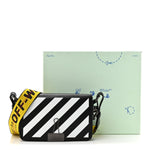 Saffiano Striped Mini Diag Binder Clip Bag Black White Yellow