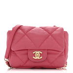 Calfskin Quilted Mini Square Bubbly Flap Pink