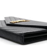 Grain De Poudre Matelasse Chevron Monogram Chain Wallet Black