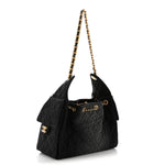 Washed Denim Quilted Small Chanel 25 Handbag Black