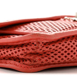Perforated Calfskin Large Up In The Air Flap Red