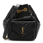 Lambskin Matelasse Monogram Joe Nano Bucket Bag Black