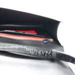 Calfskin Crocodile Embossed Four Ring Knuckle Crossbody Bag Black