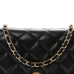 Caviar Quilted Wallet on Chain WOC Black