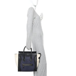 Velluto Calfskin Mini Tri-Color Luggage Navy