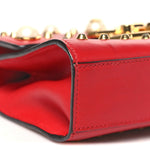 Calfskin Studded Small Padlock Shoulder Bag Hibiscus Red