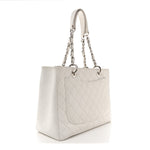 Caviar Quilted Grand Shopping Tote GST White