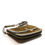 Suede Smooth Calfskin Monogram Medium Solferino Soft Satchel Olive
