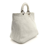 Lambskin Woven Dior Tote White