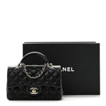 Lambskin Quilted Mini Top Handle Rectangular Flap Black