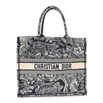 Canvas Embroidered Large Dioriviera Toile De Jouy Reverse Book Tote Blue
