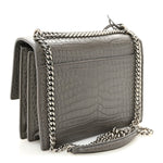 Calfskin Crocodile Embossed Medium Monogram Sunset Fog