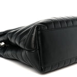 Calfskin Y Quilted Monogram Medium Loulou Chain Satchel Black