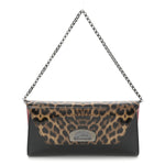 Patent Leopard Vero Dodat Clutch Brown