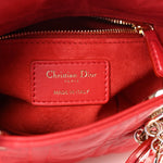 Calfskin Cannage Dioramour Mini Lady Dior Bag Bright Red