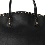 Vitello Rockstud Dome Shopper Black