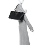 Calfskin Archetype Small Shopping Tote Black