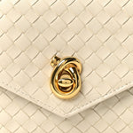 Nappa Intrecciato Knot Lock Top Handle Crossbody Bag Sea Salt