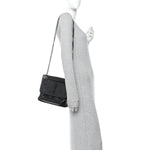 Crinkled Calfskin Monogram Medium Niki Chain Satchel Black