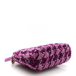 Tweed Quilted Mini Clutch With Chain Purple