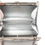 Metallic Calfskin Quilted Box Crossbody Silver