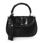 Pony Hair New Bamboo Medium Top Handle Bag Black