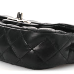 Lambskin Quilted Double Mini Flap Crossbody Black