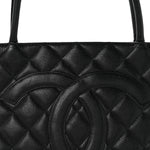 Caviar Quilted Medallion Tote Black