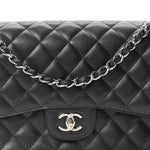 Caviar Quilted Jumbo Double Flap Black